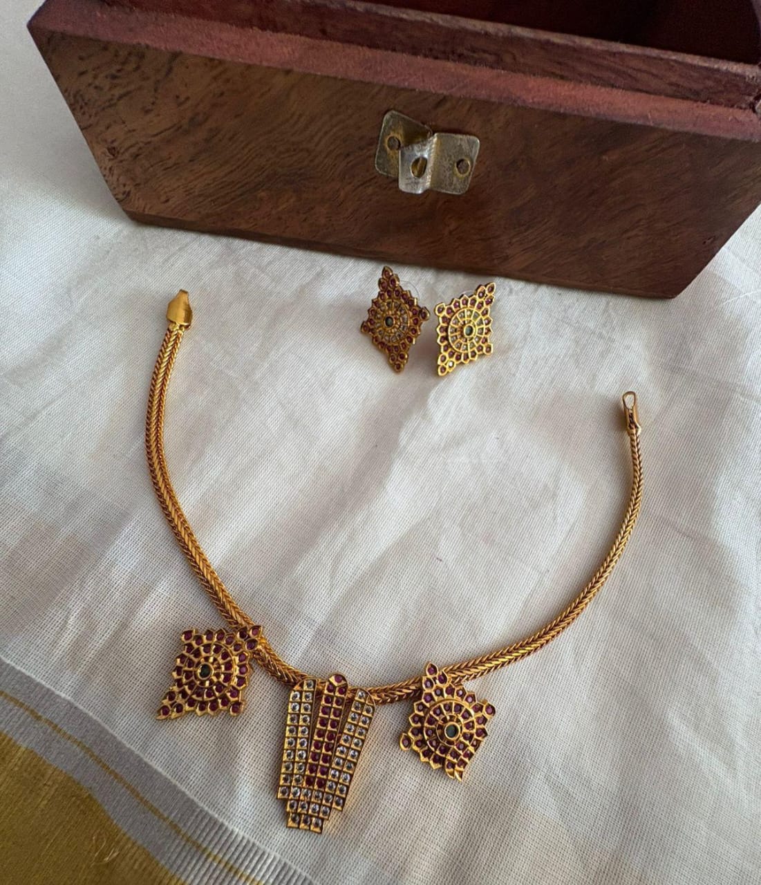 Balaji Necklace – Matte Gold Traditional Temple Jewellery