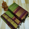 Premium light green and maroon combination Kalyani Cotton Saree – Elegant Traditional Wear
