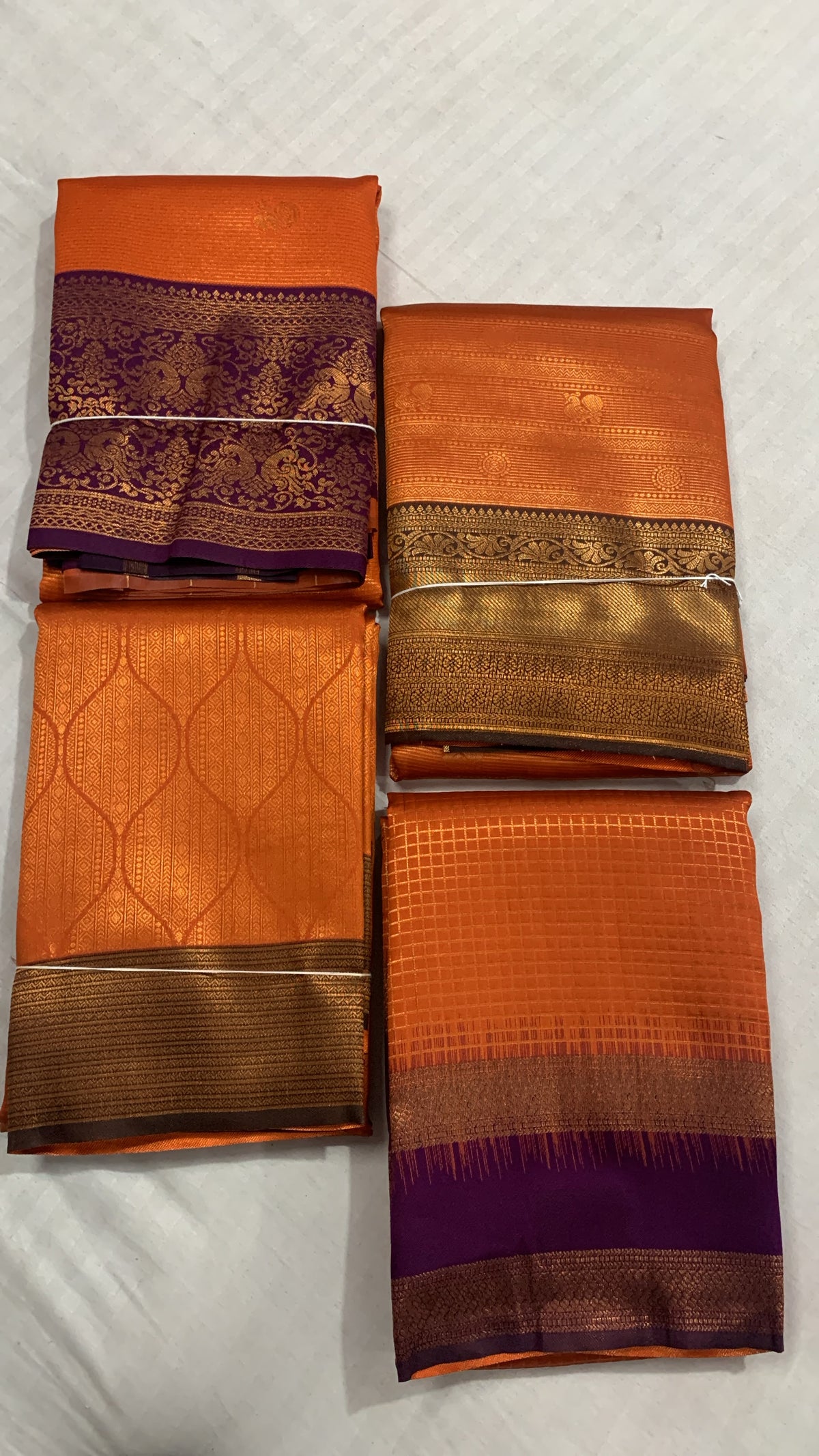 Soft semi Kanchi silk saree in copper zari weaving with contrast pallu and blouse&nbsp;